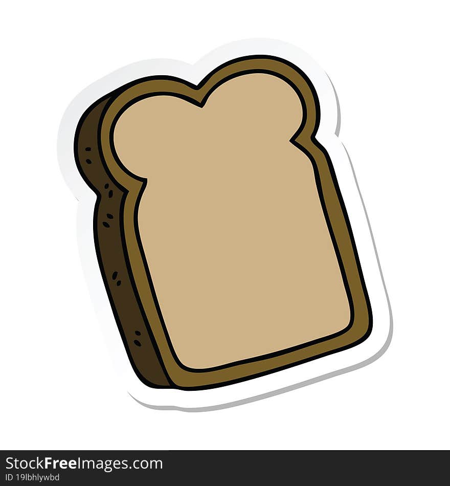 Sticker Of A Quirky Hand Drawn Cartoon Slice Of Bread