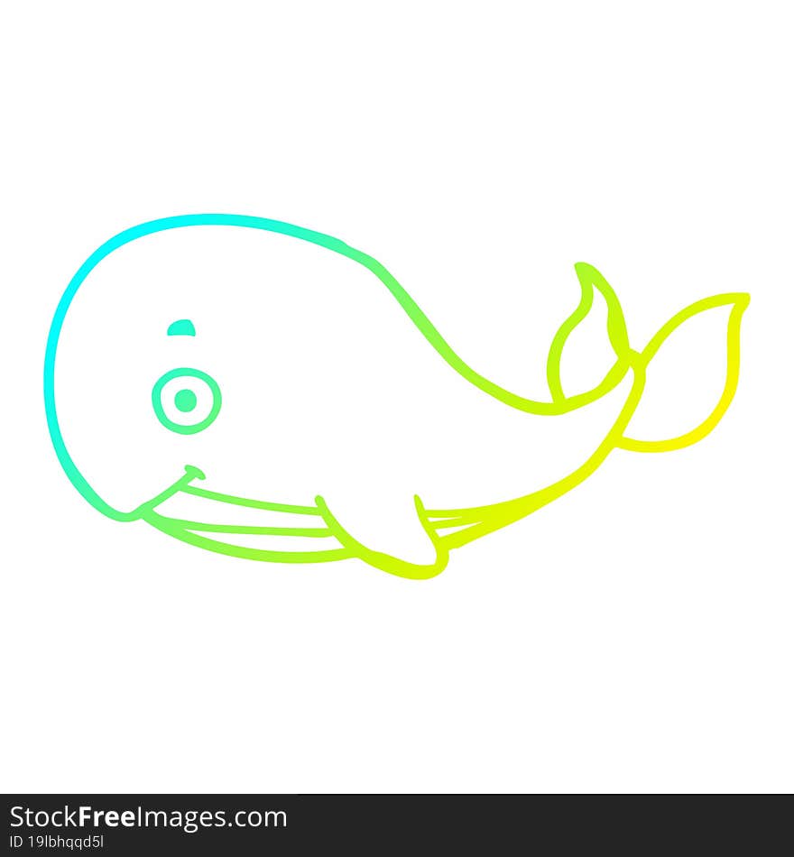 Cold Gradient Line Drawing Cartoon Whale