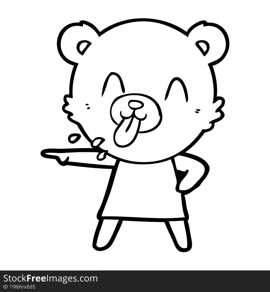 rude cartoon bear pointing. rude cartoon bear pointing