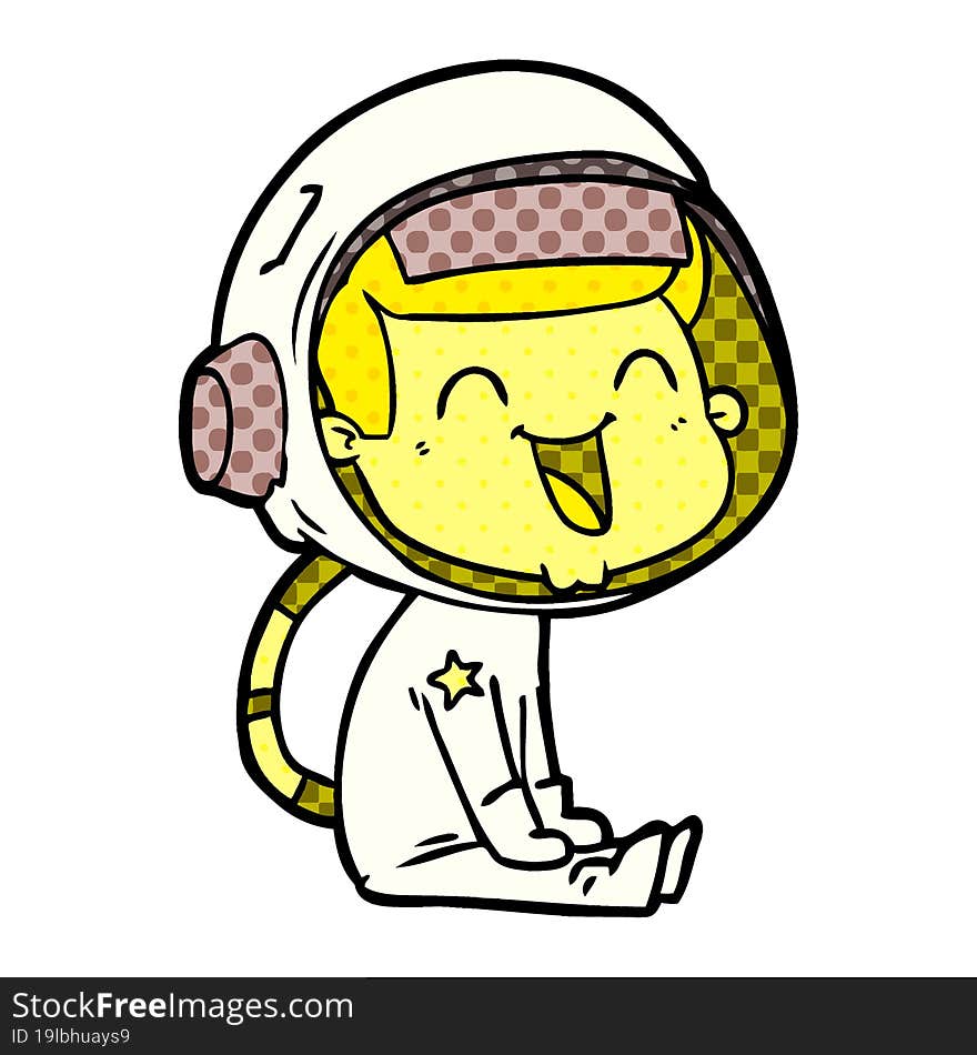 happy cartoon astronaut. happy cartoon astronaut