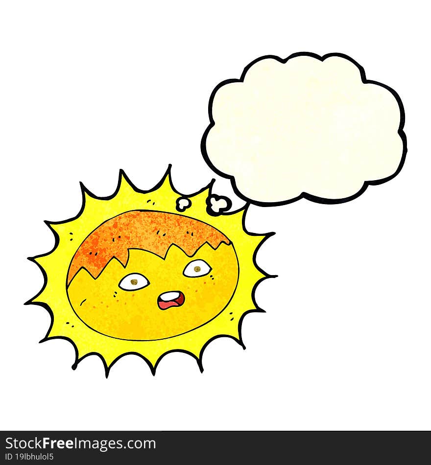 cartoon sun with thought bubble