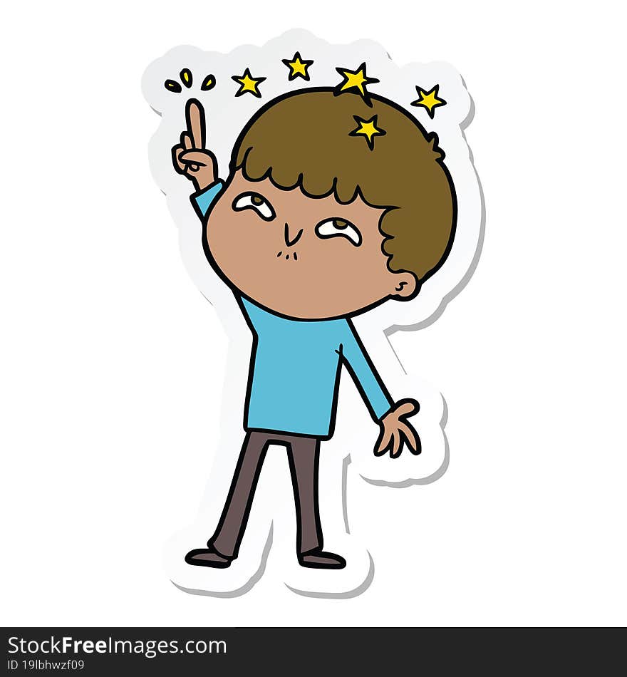 sticker of a cartoon amazed boy