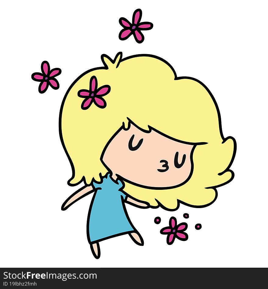 cartoon illustration of a cute kawaii girl. cartoon illustration of a cute kawaii girl