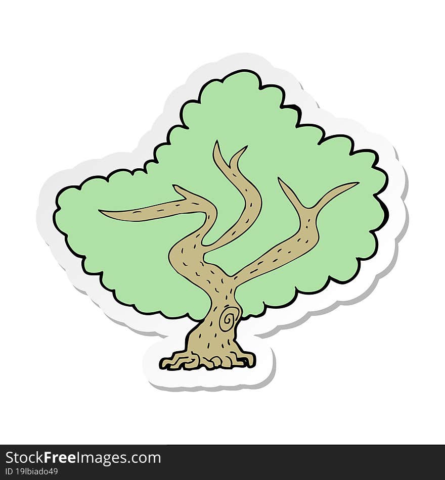 sticker of a cartoon tree