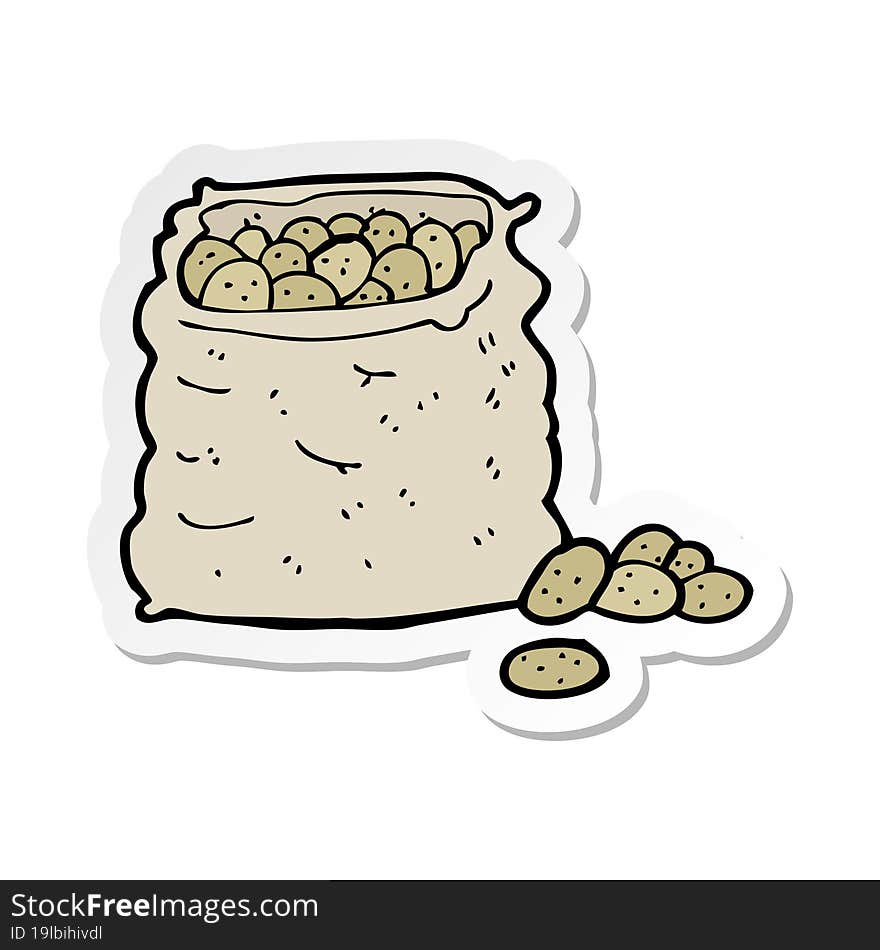 Sticker Of A Cartoon Sack Of Potatoes