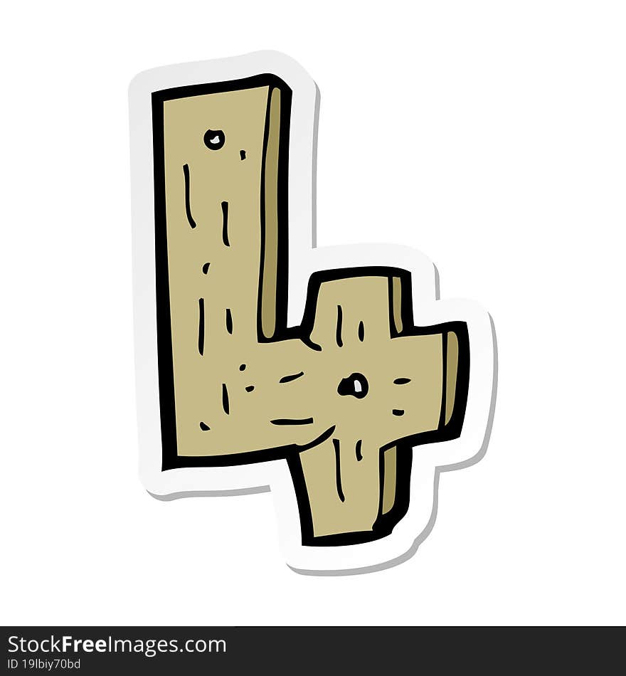 sticker of a cartoon wooden number