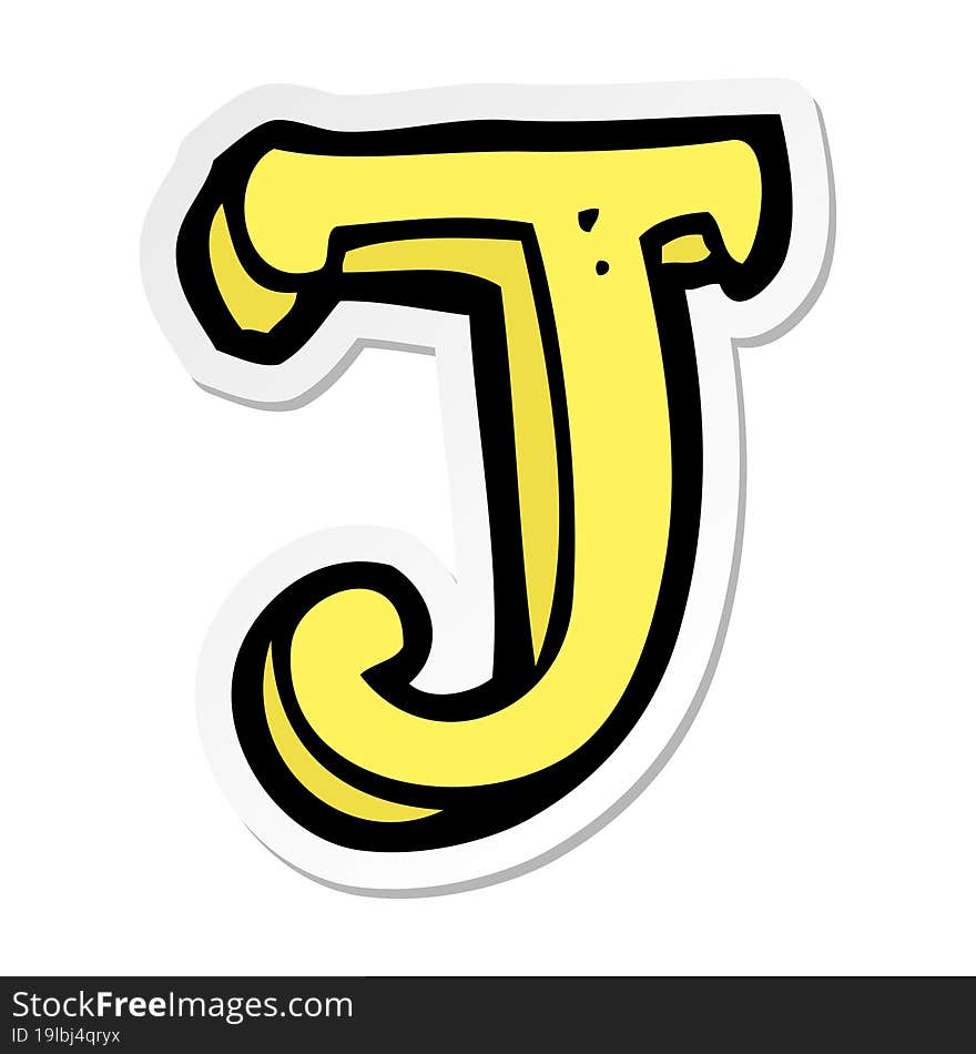 Sticker Of A Cartoon Letter J