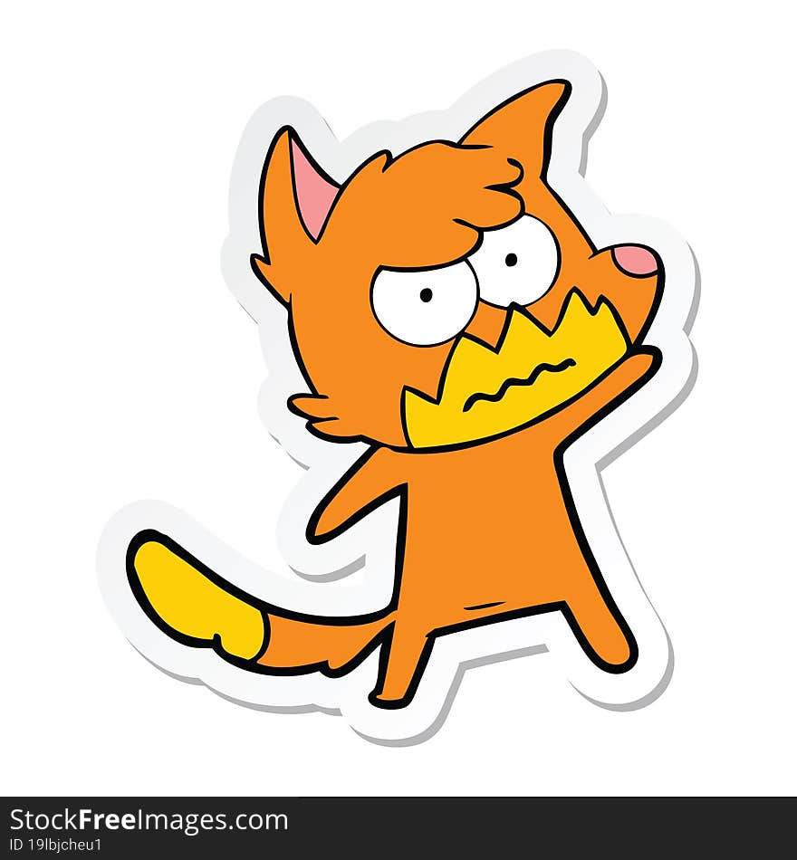 sticker of a cartoon annoyed fox