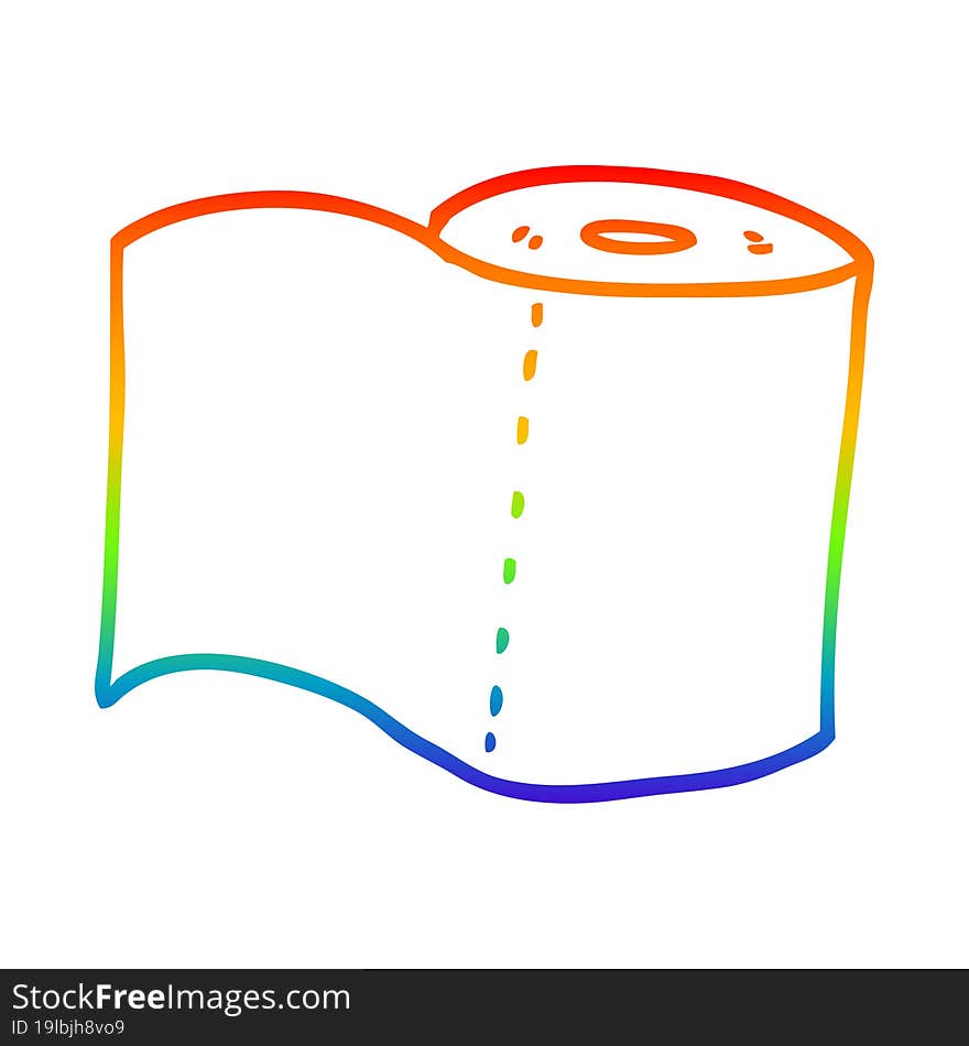 rainbow gradient line drawing cartoon toilet roll