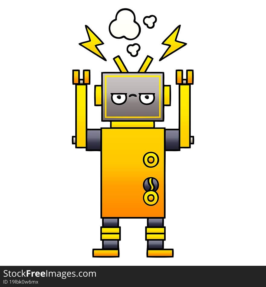 Gradient Shaded Cartoon Malfunctioning Robot