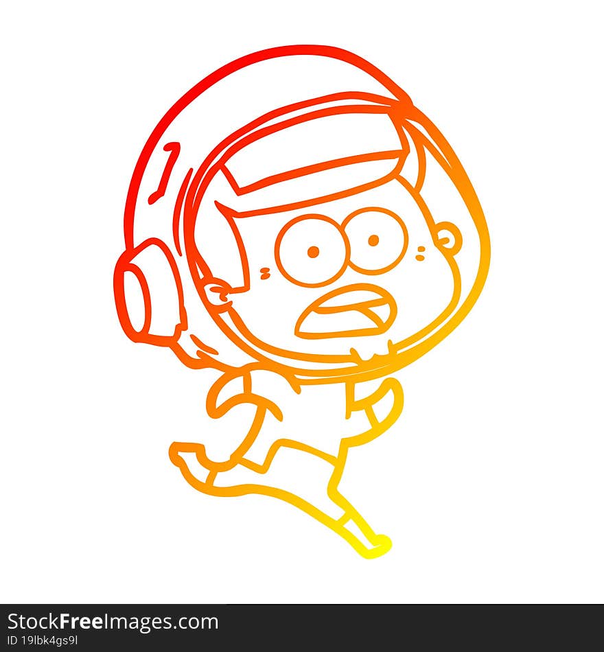 warm gradient line drawing cartoon surprised astronaut