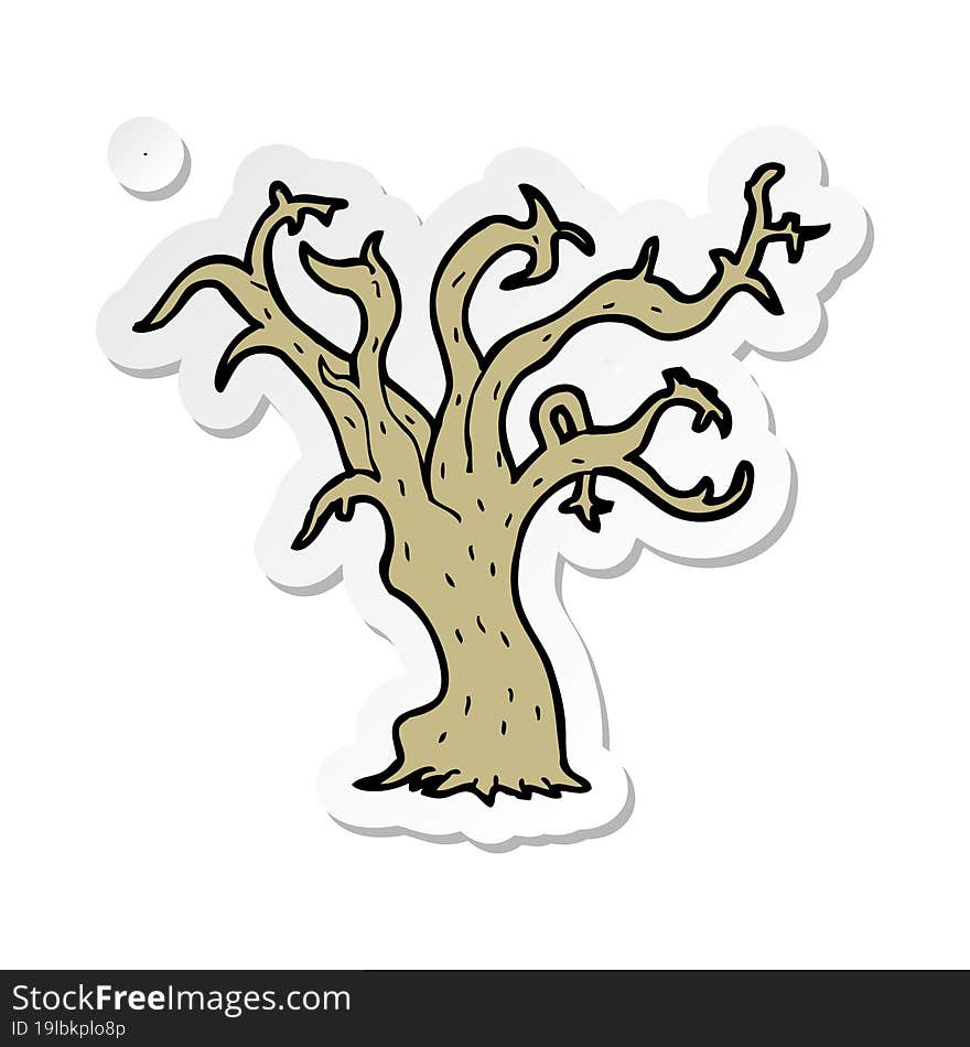 sticker of a cartoon winter tree