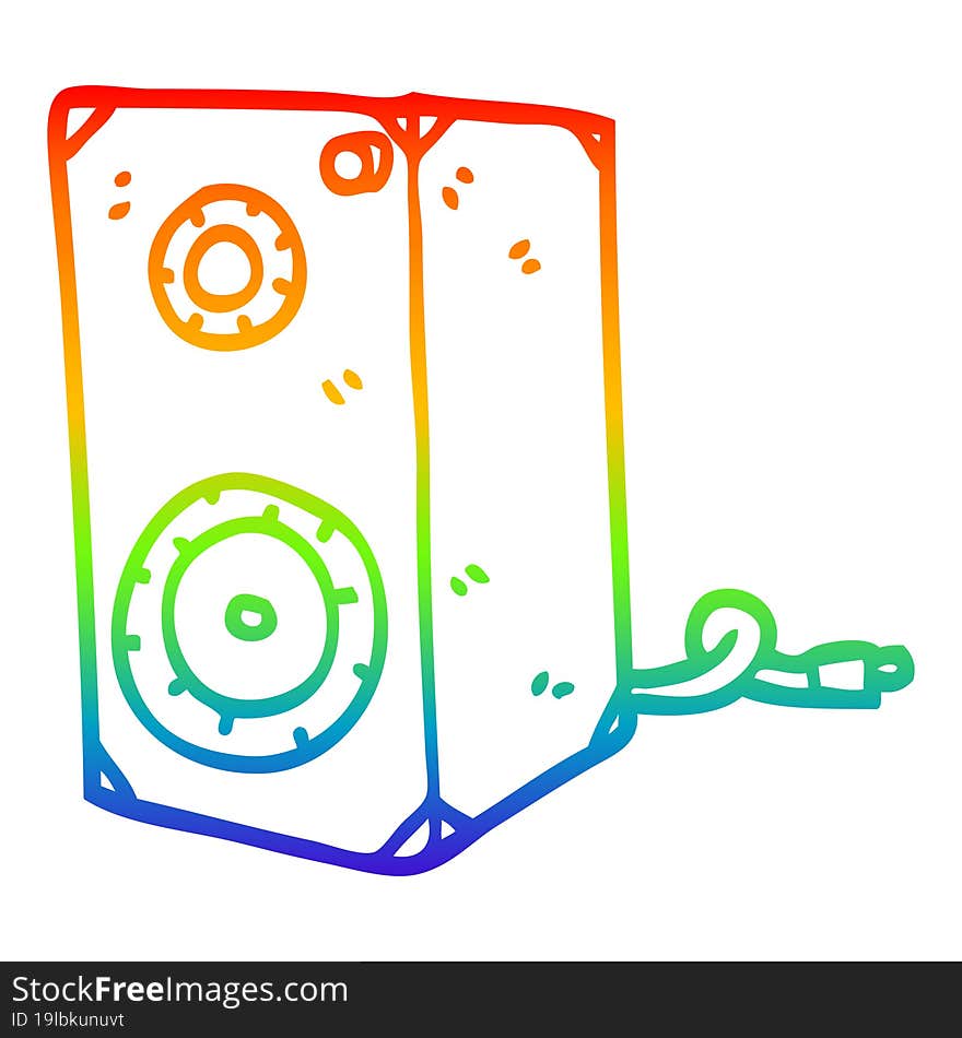 rainbow gradient line drawing cartoon speaker box