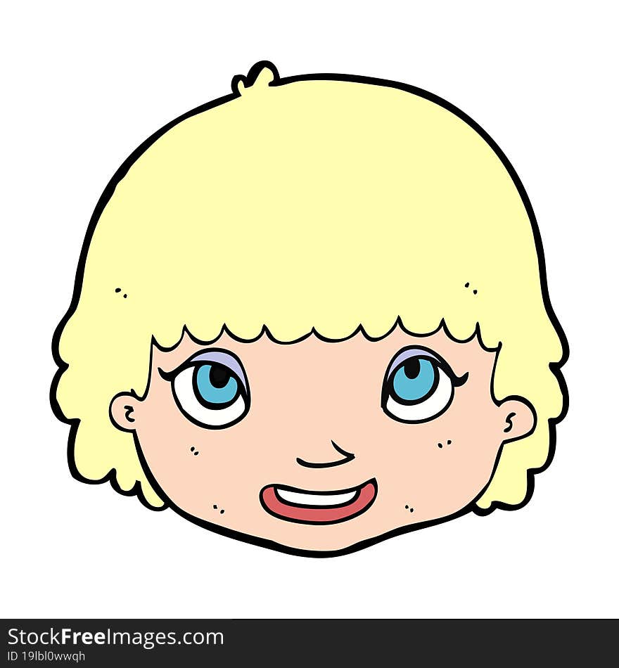 cartoon happy female face