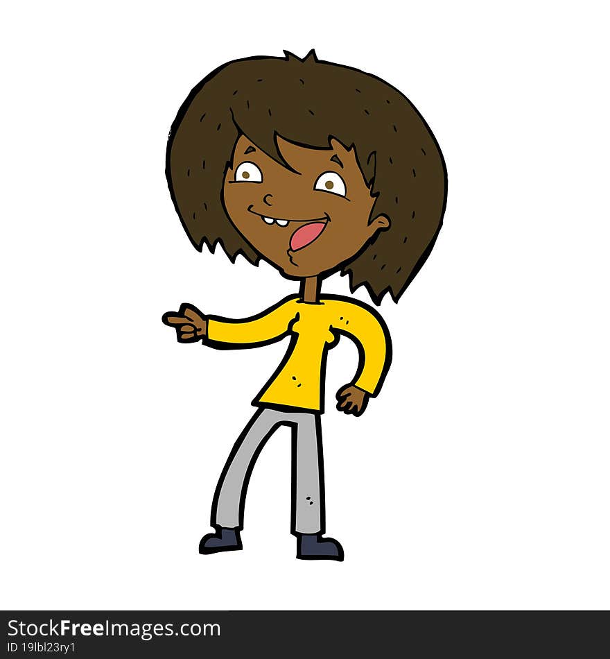 cartoon woman laughing and pointing