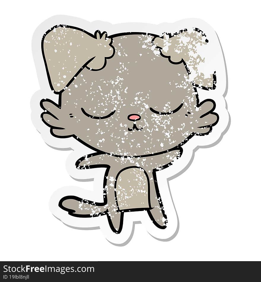 Distressed Sticker Of A Cute Cartoon Dog