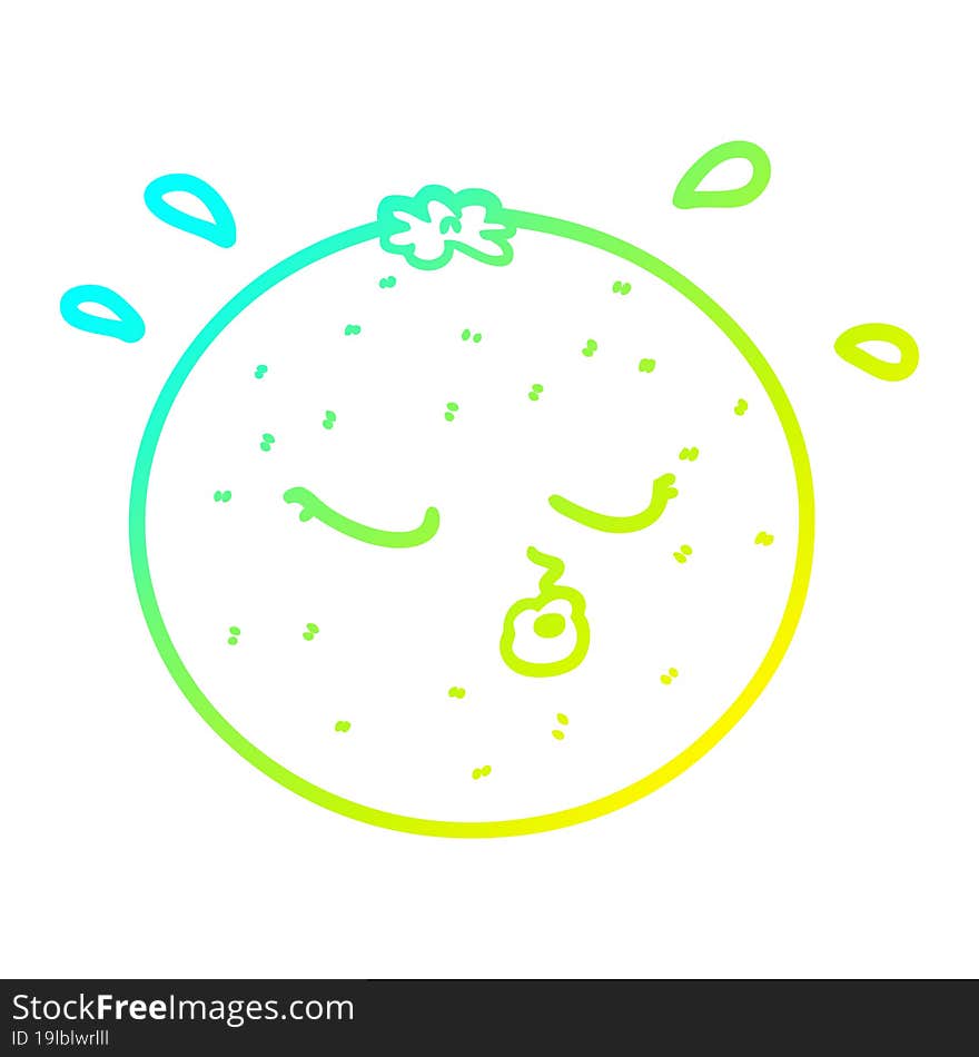 cold gradient line drawing of a cartoon orange