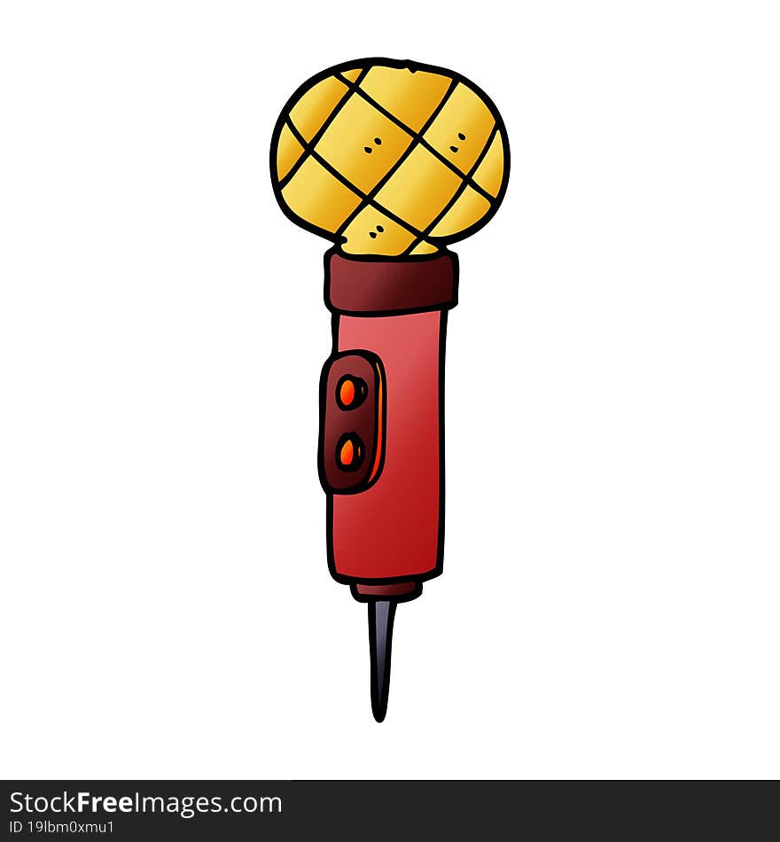 cartoon doodle gold microphone