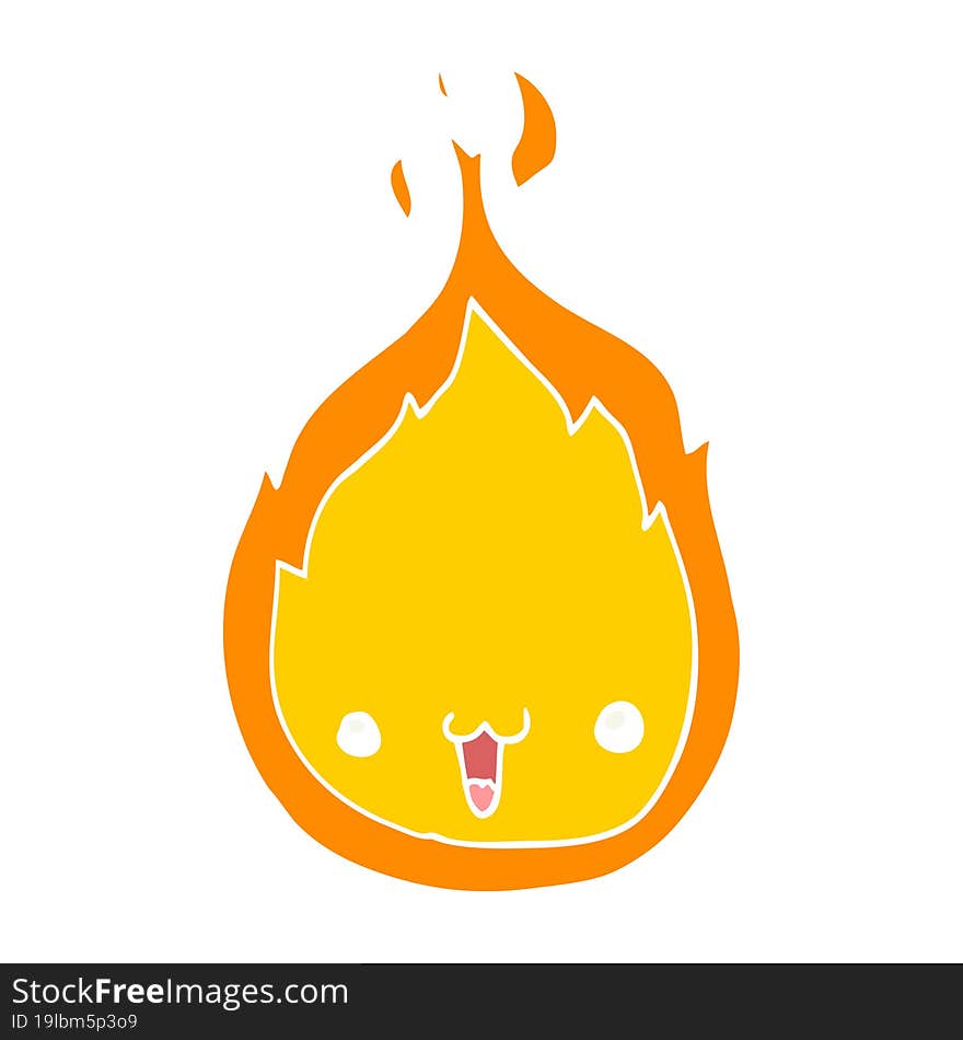 Cute Flat Color Style Cartoon Flame