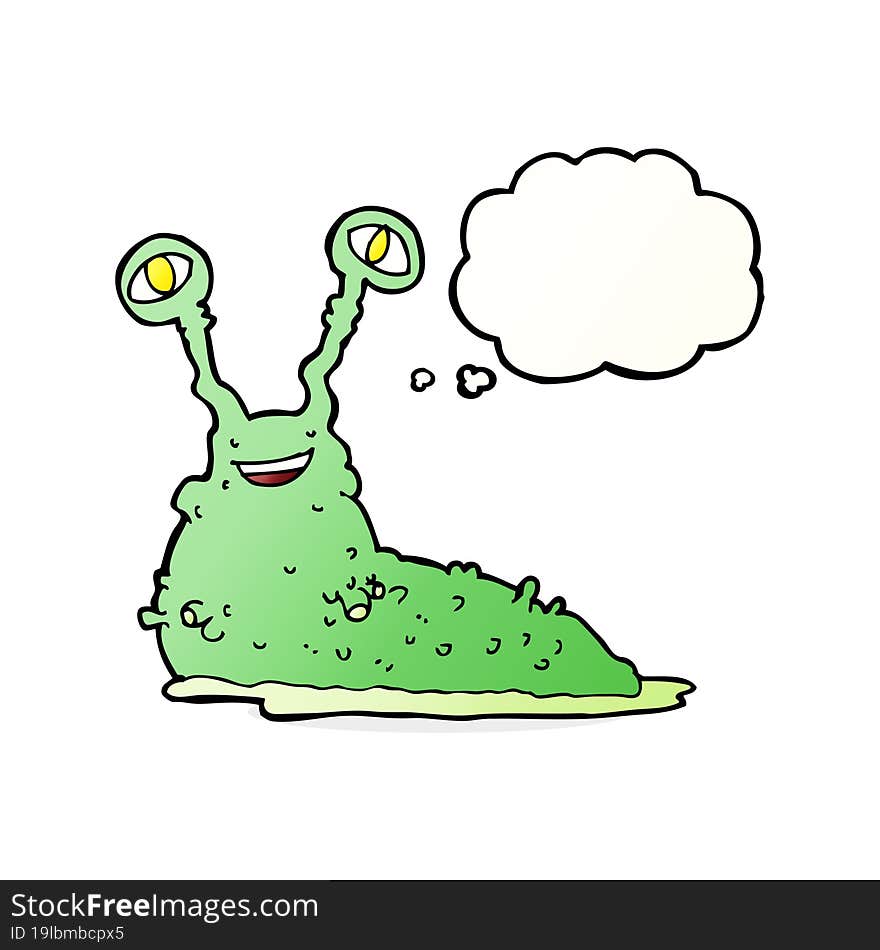 cartoon slug with thought bubble