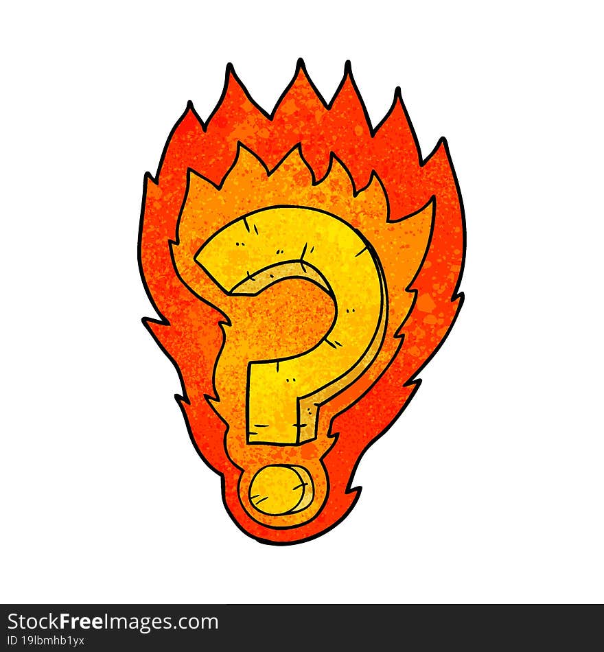 cartoon flaming question mark. cartoon flaming question mark