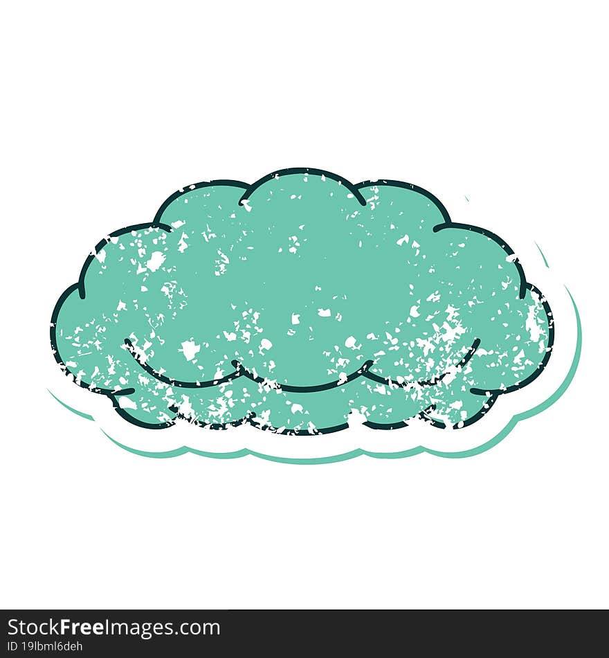 Distressed Sticker Tattoo Style Icon Of A Cloud A Grey Cloud