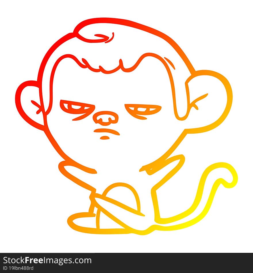 warm gradient line drawing of a cartoon monkey