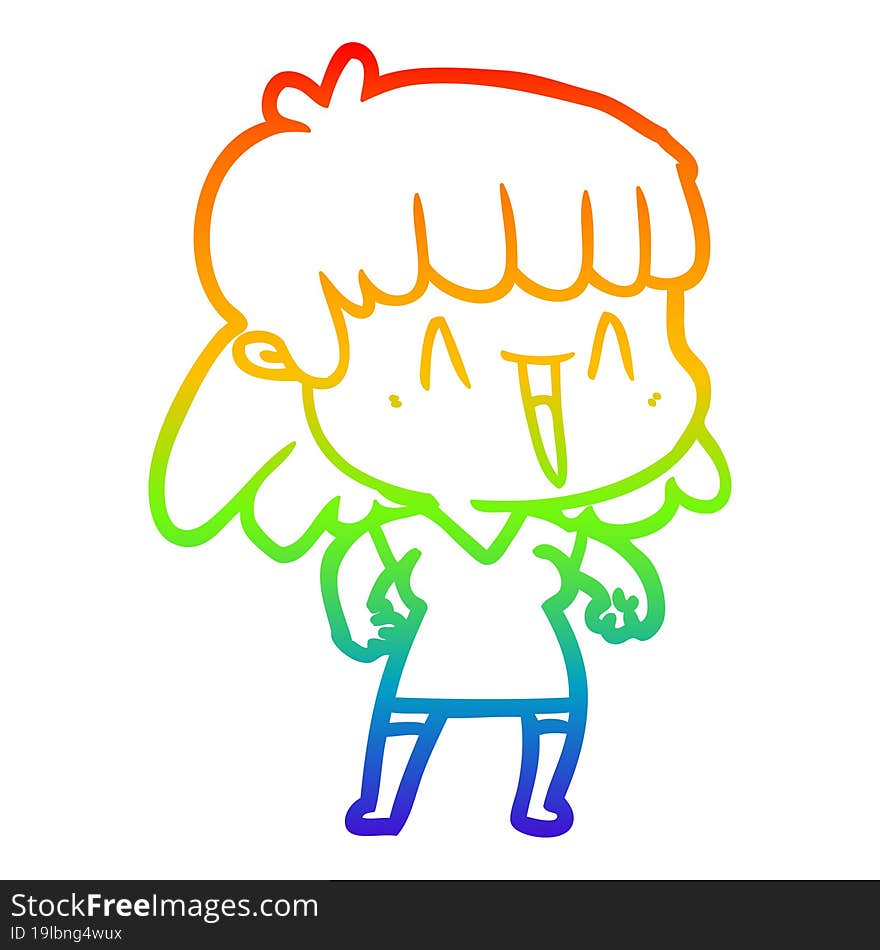 rainbow gradient line drawing of a cartoon woman