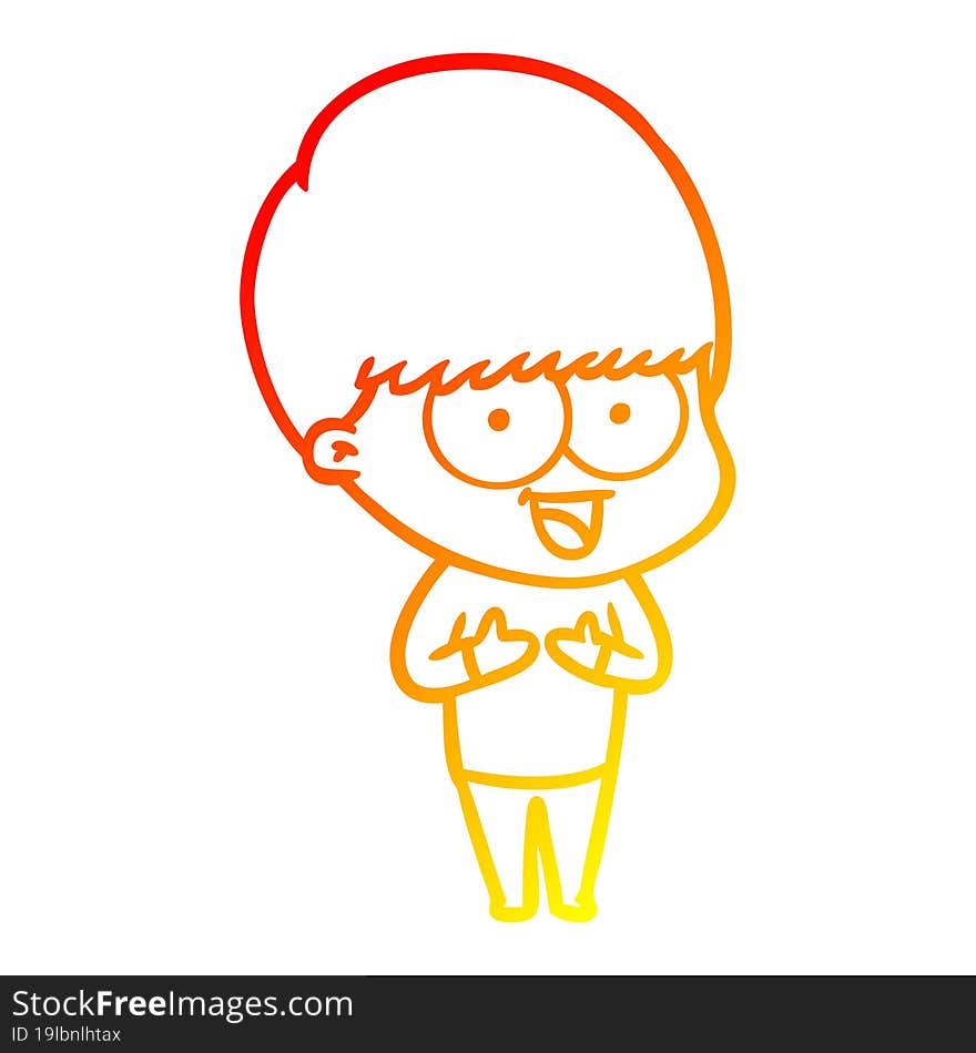 Warm Gradient Line Drawing Happy Cartoon Boy