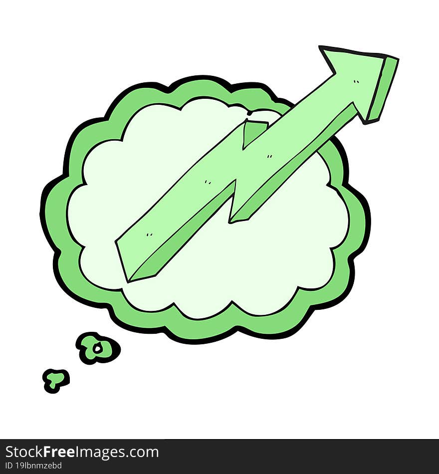 freehand drawn thought bubble cartoon arrow up trend