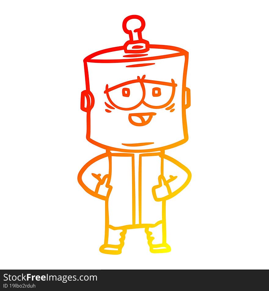 warm gradient line drawing cartoon robot