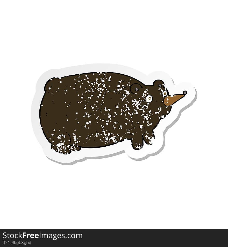 retro distressed sticker of a funny cartoon bear