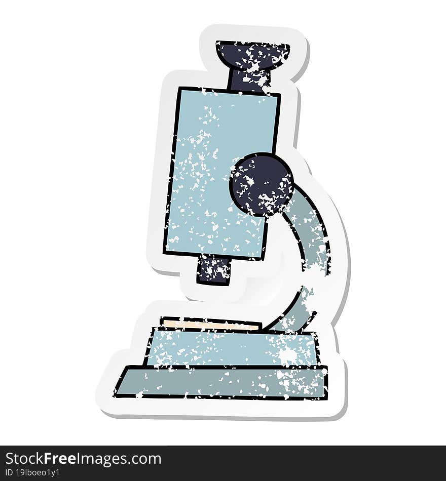 Distressed Sticker Of A Cute Cartoon Science Microscope