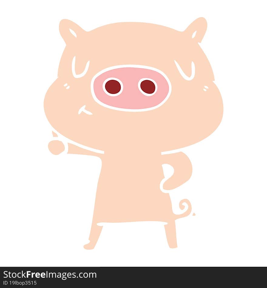 flat color style cartoon content pig