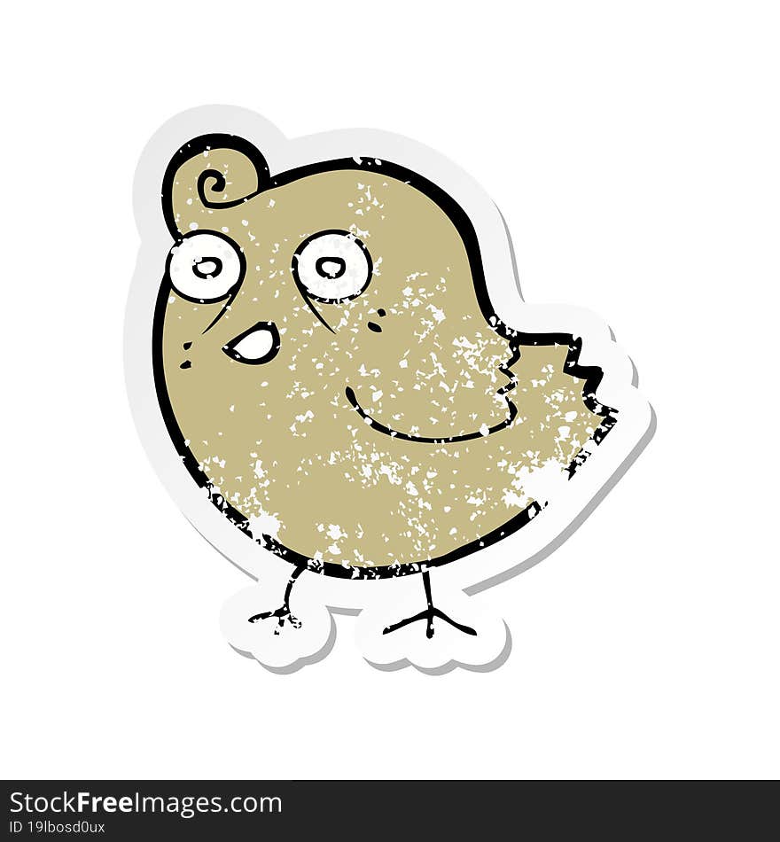 retro distressed sticker of a funny cartoon bird