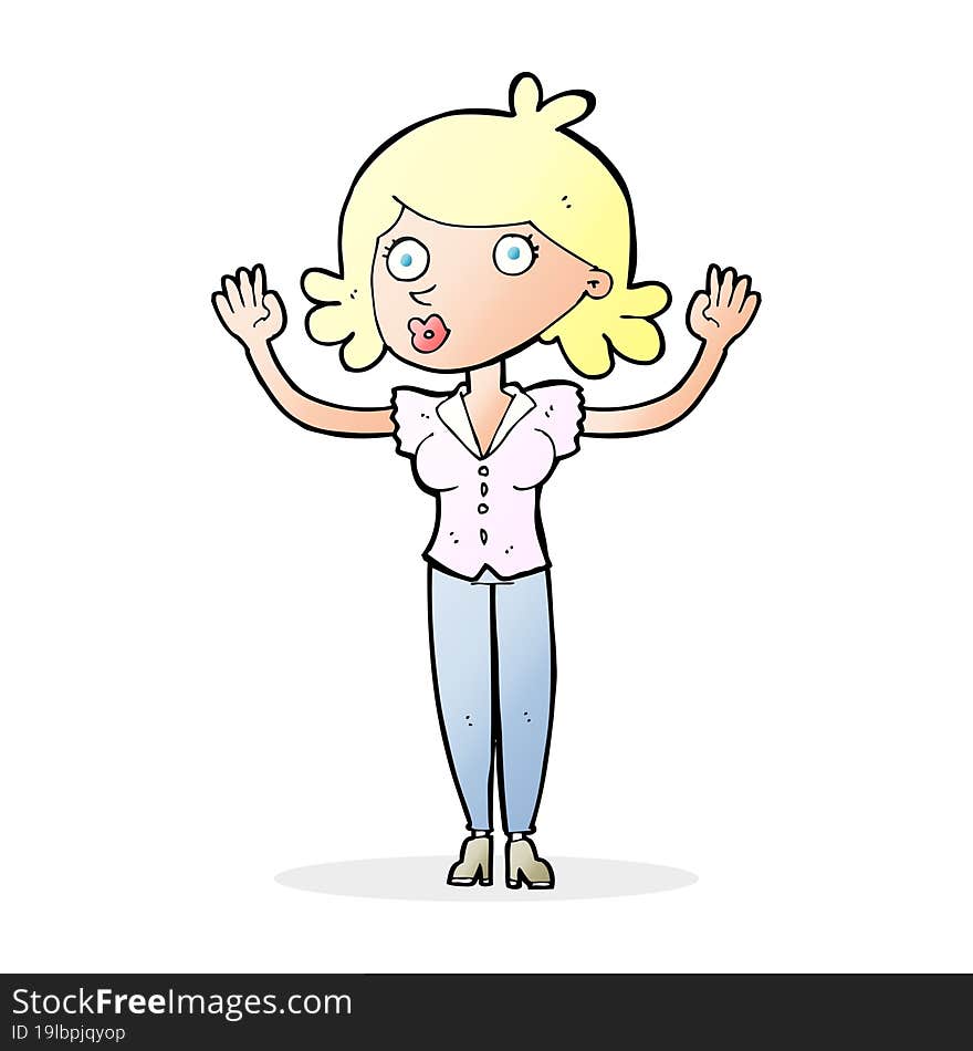 cartoon woman surrendering