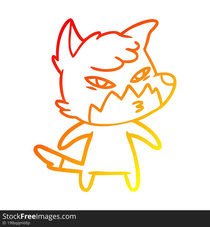 warm gradient line drawing clever cartoon fox