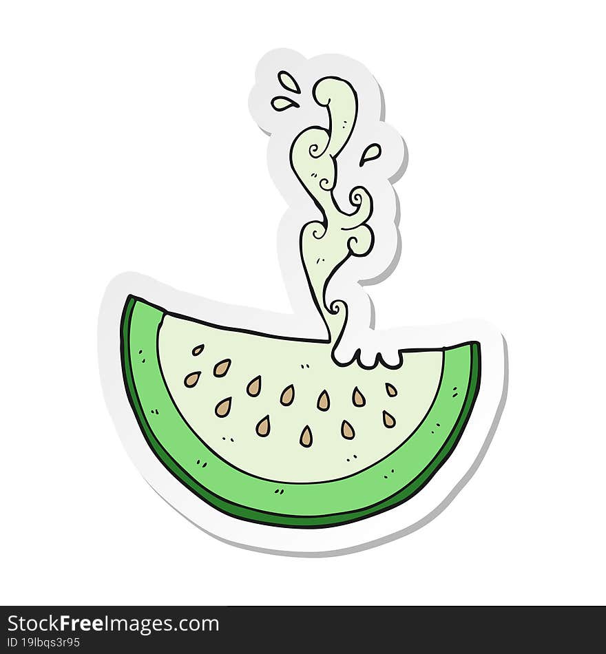 Sticker Of A Cartoon Melon Slice