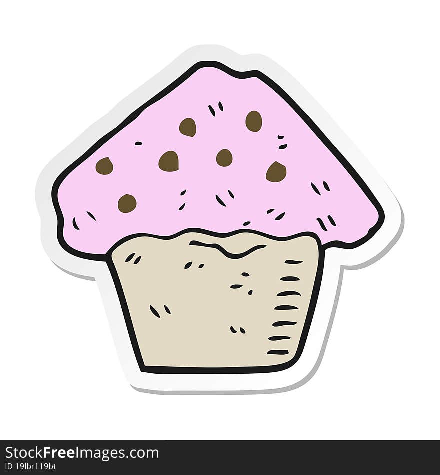 sticker of a cartoon strawberry muffin