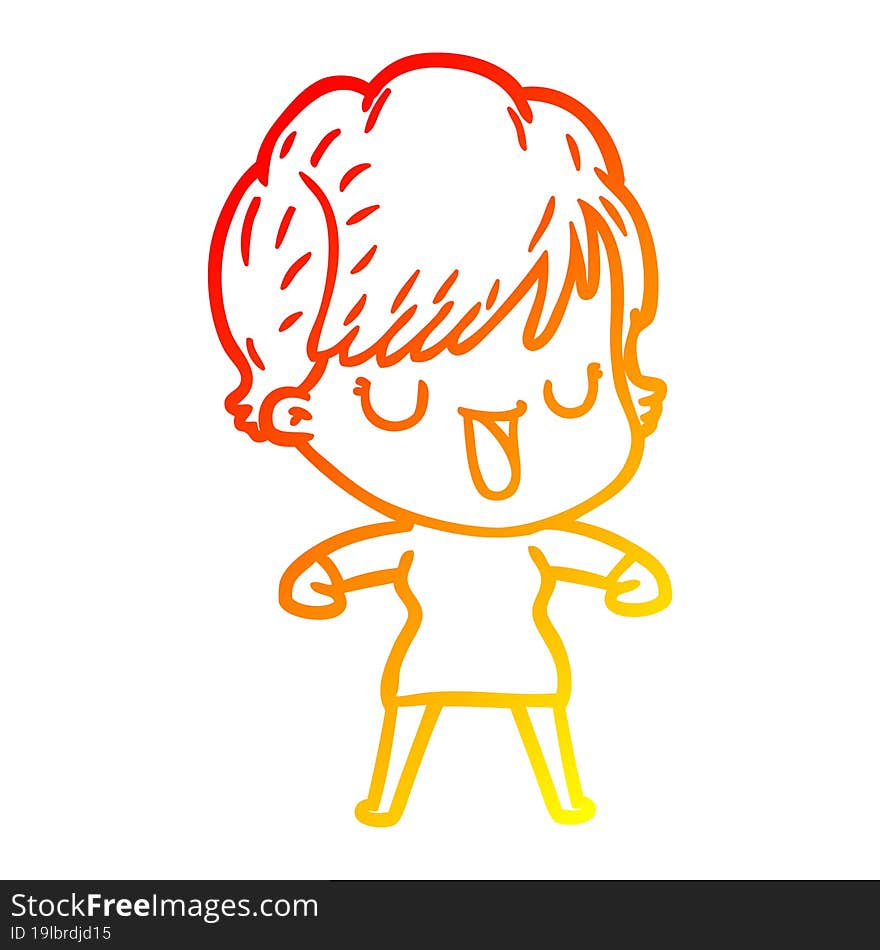 warm gradient line drawing of a cartoon woman talking