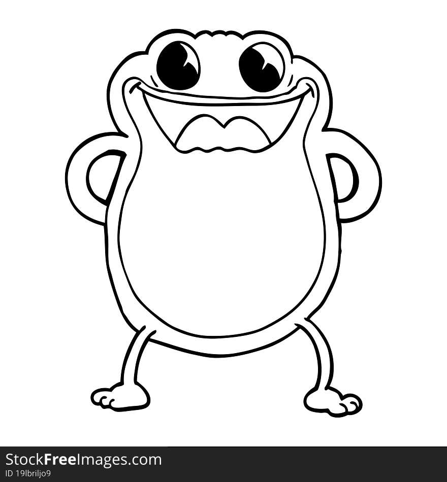 line drawing cartoon frog