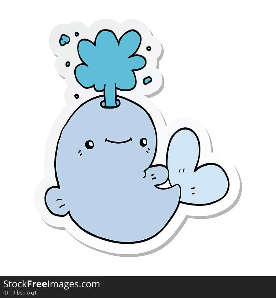 sticker of a cartoon whale spouting water