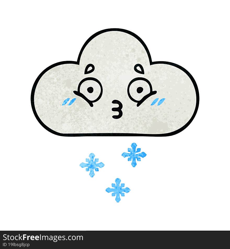 retro grunge texture cartoon of a snow cloud