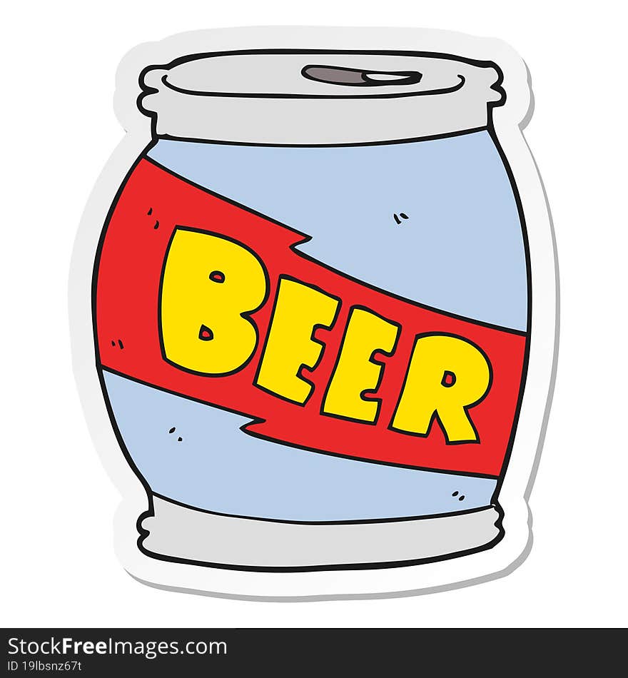 Sticker Of A Cartoon Beer Can