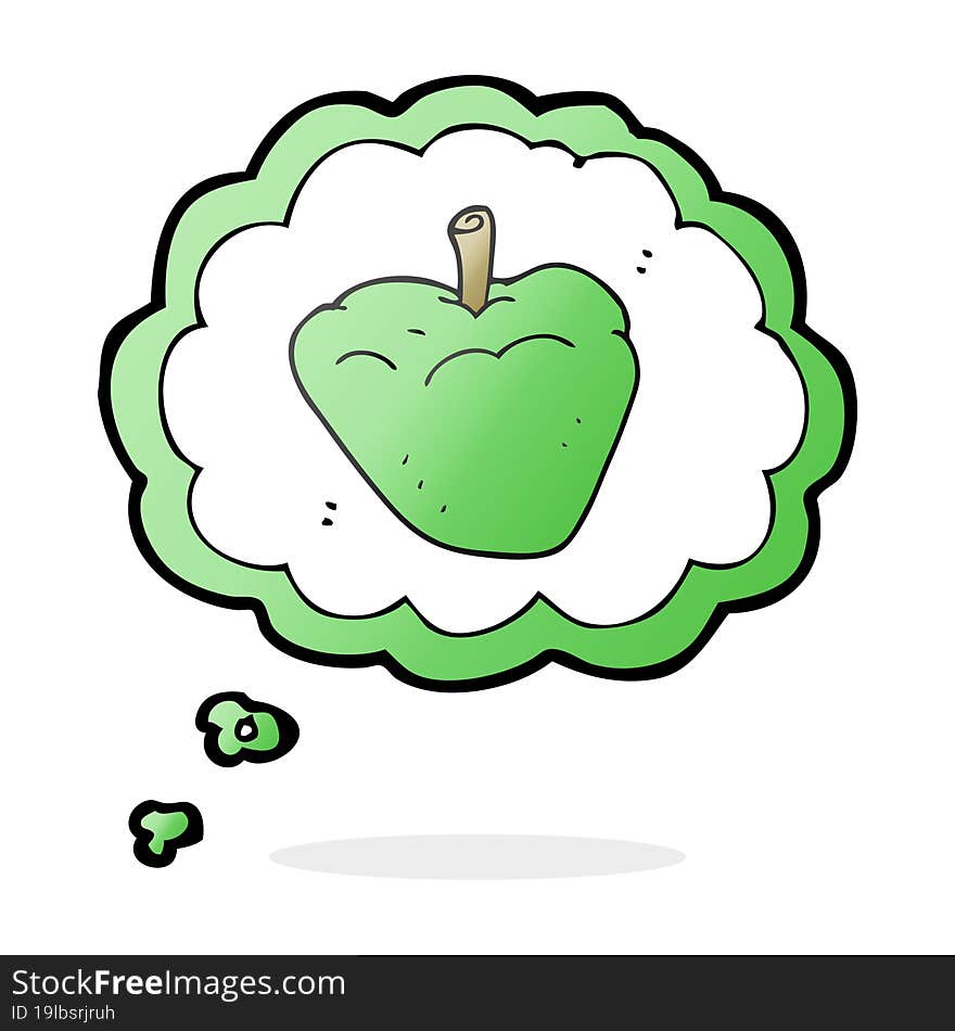 thought bubble cartoon organic apple