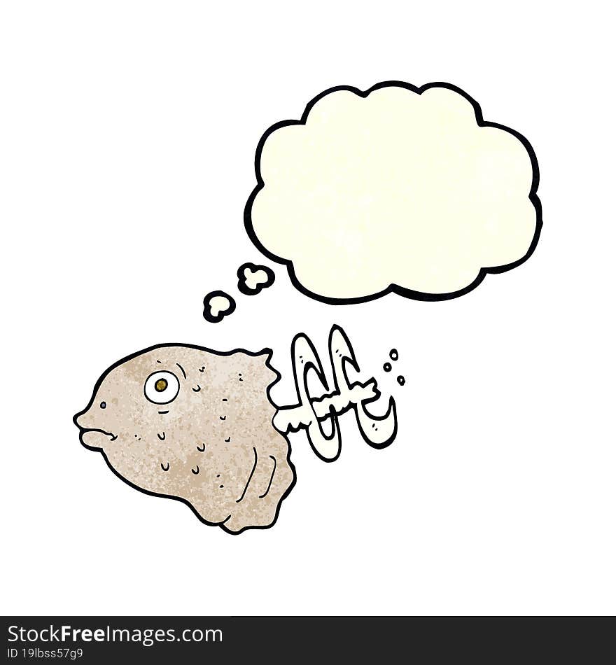 Cartoon Fish Head With Thought Bubble