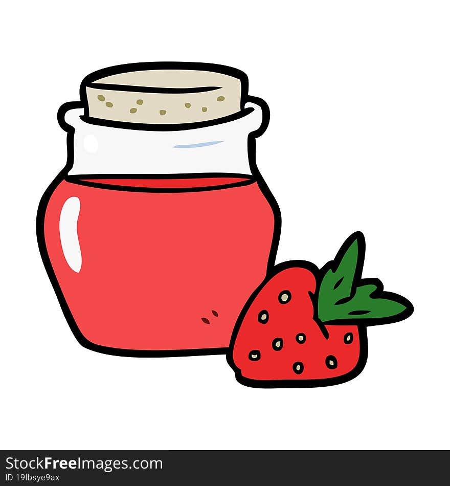 cartoon jar of strawberry jam. cartoon jar of strawberry jam