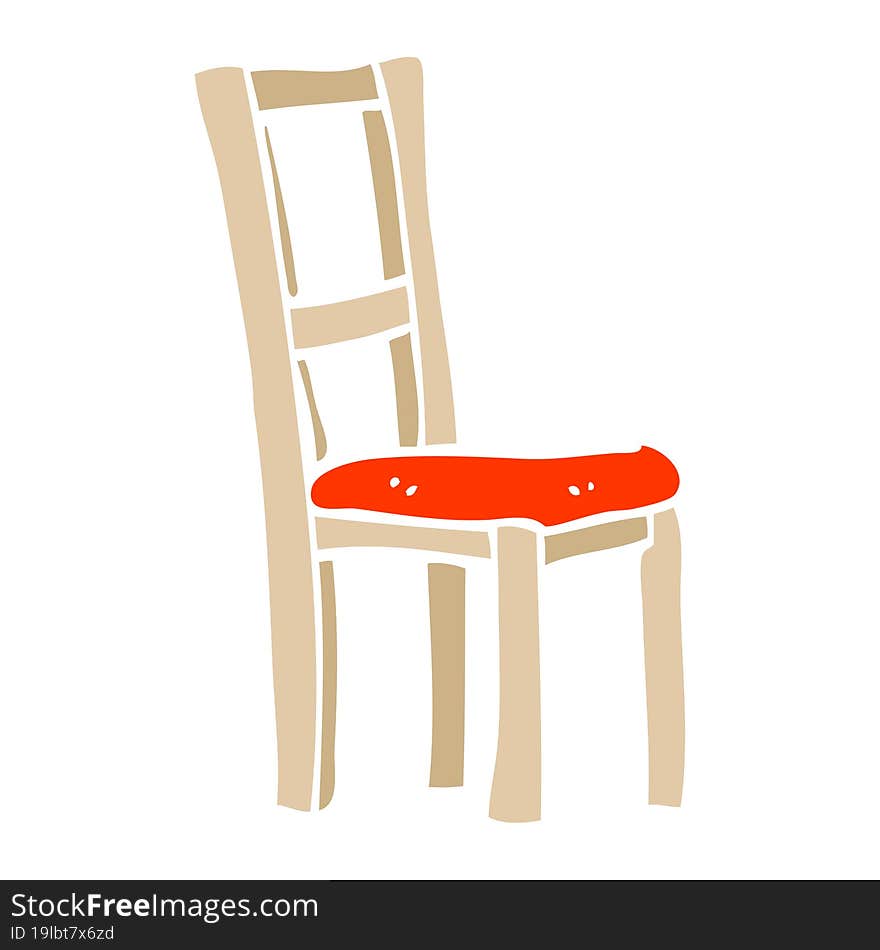 flat color illustration cartoon wooden chair