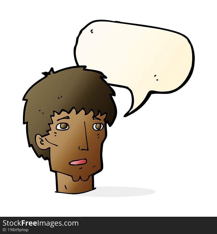 cartoon worried man with speech bubble