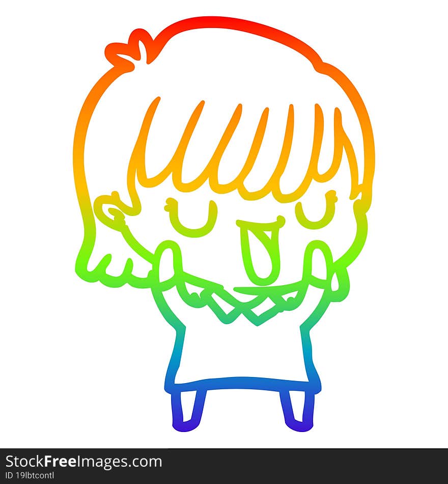 rainbow gradient line drawing of a cartoon woman